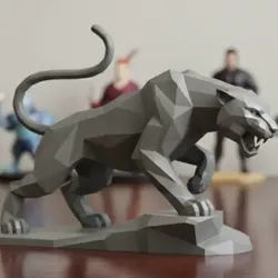 Sculptures & Artworks STL indir - Geometric panther figurine 3D model - Anwar Gogo