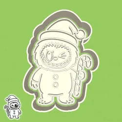 Christmas | New Year cookie cutters - Labubu (with candy cane) (style 5)