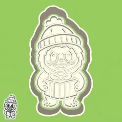 Christmas | New Year cookie cutters - Labubu (with xmas present) (style 3)