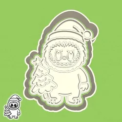 Christmas | New Year cookie cutters - Labubu (with xmas tree) (style 6)
