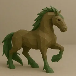 Low-Poly Kelpie – Mythical Water Horse 3D Model (STL file)