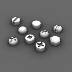 BWTF Scenics 2mm Bolts Screws and Rivets 3D print model
