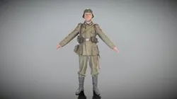 Fully armored Wehrmacht soldier in A-pose 438