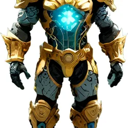 Futuristic armored knight with glowing chest