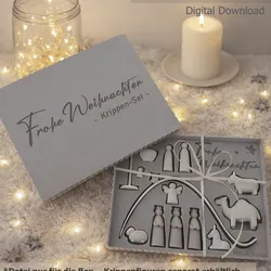 Geschenkbox für Krippenfiguren (separat erhältlich) – Deutsche Version | STL & Bambu Dateien | 3D Druck