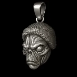 Gothic Sci-Fi Skull Jewelry | Dark Silver Skull Necklace Charm | 3D Printable Model for Men 3d printable model