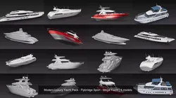 Modern Luxury Yacht Pack - Flybridge Sport - Mega Yacht