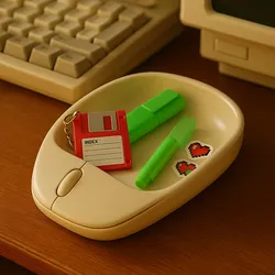Retro Mouse-Shaped Catch-All Tray — 3D Printed Desk Organizer