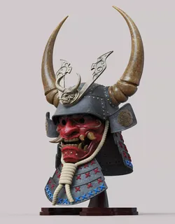 Samurai Helmet V 2 3D Model STL with Mempo Mask  3D print model