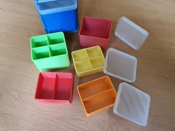 Box with lid including stackable binder