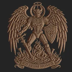 Demonic Mecha Angel Relief – Gothic Armor Warrior STL File
