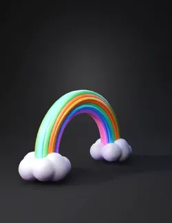 Magical floating rainbow arch for a VR game glowing colorful bands s