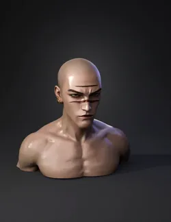 bald human torso with realistic skin texture and defined shoulder and
