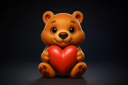 Cute Teddy Bear Holding Heart Valentines Day Romantic  3D print model