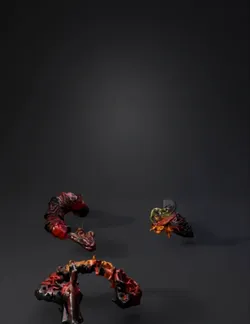 ornate dragon sculpture with vivid red and gold scales festival lante