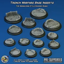 Trench Warfare Base Inserts - for Warmachine style round bases