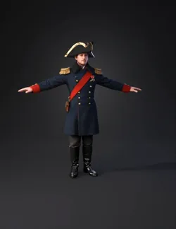 An ultra realistic 3D character asset of Michel Ney with a completely