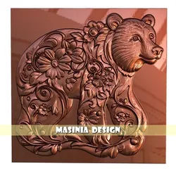 Floral Bear Relief – STL for CNC & 3D Printing | Mystical Wildlife Wall Art