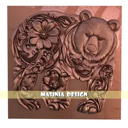 Floral Bear Relief – STL for CNC & 3D Printing | Mystical Wildlife Wall Art