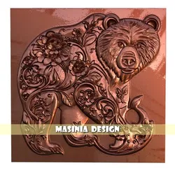Floral Bear Relief – STL for CNC & 3D Printing | Mystical Wildlife Wall Art