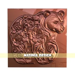 Floral Bear Relief – STL for CNC & 3D Printing | Mystical Wildlife Wall Art