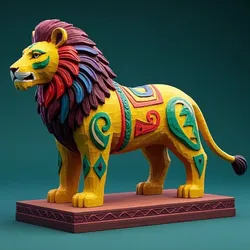 2823 Laughing African Lion with Majestic Mane - Full-Color Totem 3D Model, pug, dachshund, poodle, cat, dog, monkey, zebra, animal, armadillo, lion, fox, faun, pomeranian, troll, platypus, majestic, sculpture, fantasy, crocodile