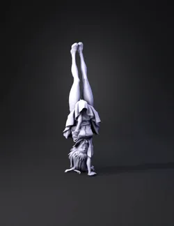 anime girl in school uniform performing a handstand stylized characte