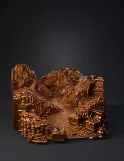 Create an enormous royal treasure vault completely filled with gold T