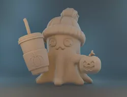 Cute Pumpkin Ghost Halloween Chibi STL 3D print model