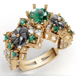 Floral Cluster Ring Sculpted Flower CAD for Printing
