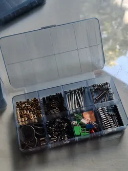 Foldable print in place sorting box for small parts