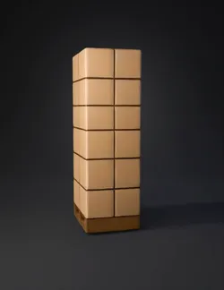 pallet stacked with uniformly sized cardboard boxes on a wooden pallet