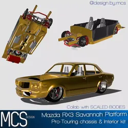 Pro Touring RX3 Savannah Chassis N Interior multiple configs 3D print model
