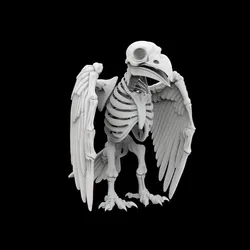 Skeleton Raven Statue 3D Print Model Undead Macabre Bird