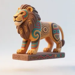 3250 Laughing African Lion with Majestic Mane - Full-Color Totem 3D Model, pug, dachshund, poodle, cat, dog, monkey, zebra, animal, armadillo, lion, fox, faun, pomeranian, troll, platypus, majestic, sculpture, fantasy, STL