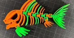 Articulated Piranha Skeleton / Two Color Print / Dual Extrusion
