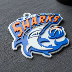 CBA Shanghai Sharks keychain badge color printable and renderable 3D Print Model in Keychains 607256