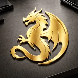 Dragon Logo Stainless Steel 304 Gold PVD Wall Decoration