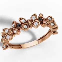 Gold Butterfly Filigree Gemstone Ring