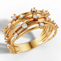 Gold Crossover Crossover Twine Gemstone Ring