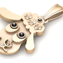 Golden Bunny Face Pendant