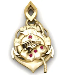 Golden Predator Fish Anchor Pendant