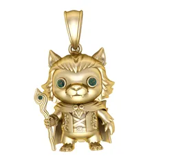 Golden Wolf Wizard Pendant