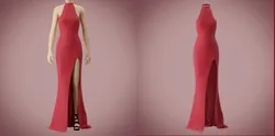 Halter Neck Evening Gown with High Slit Elegant Formal Dress