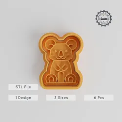 Koala Shape Cutter & Stamp Set, Cookie & Fondant Tools, Animal Design, 3 Sizes, Cute Australian Bear Theme