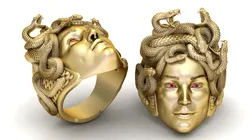 Medusa Serpent Ring with Red Gemstones and Detailed Snake Design 3D Print Model in Pendants 627477