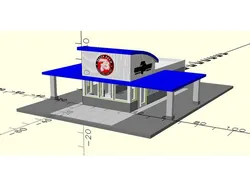 n scale - vintage and forgotten - fast food restaurant - 7Brew coffee