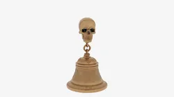 Polished Brass Candle Snuffer with Intricate Skull Handle