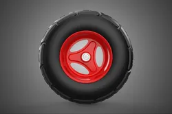 RED TRI THREE SPOKE 3 WHEEL TREAD TIRE RIM HUB CART BARROW TYRE