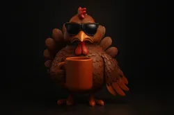 Turkey with Coffee Mug Funny Coffee Lover Bird Figurine Unique Thanksgiving Gift Desk Decor 3D Print Model in Decor 607594